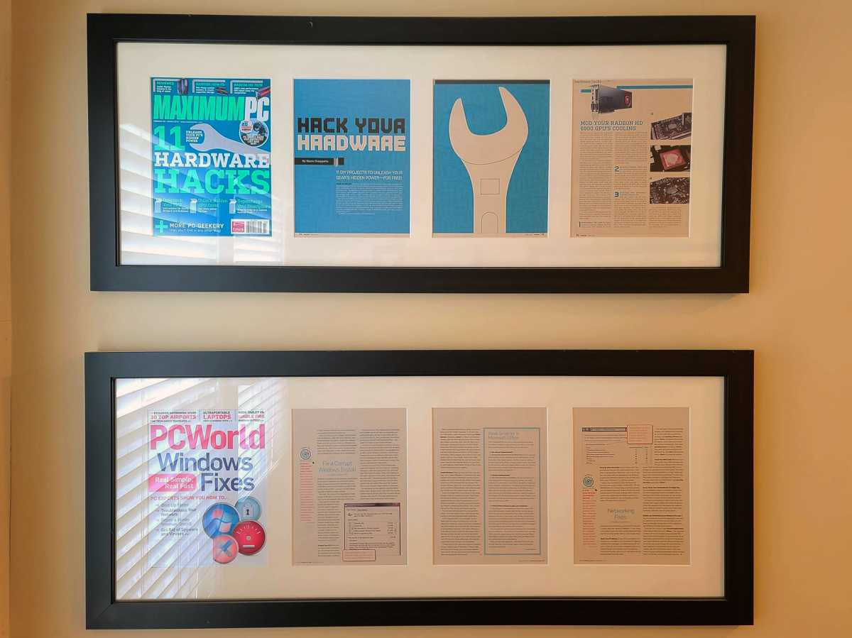 Marco Chiapetta framed Maximum PC and PCWorld cover stories