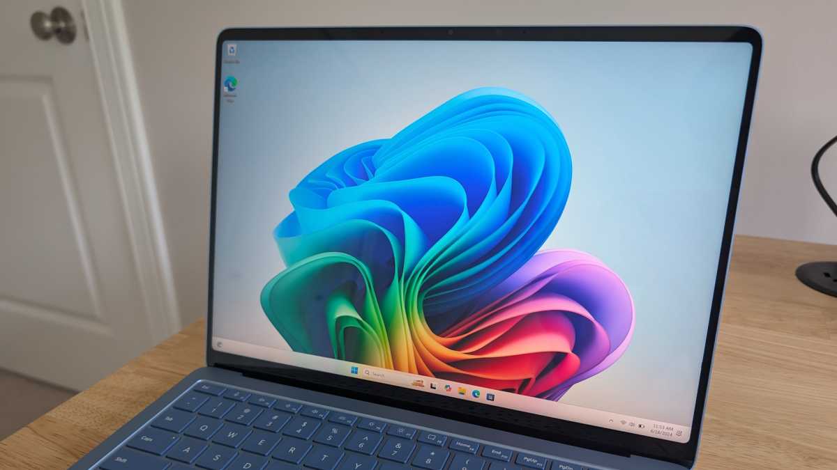 Microsoft Surface Laptop showing bare Copilot wallpaper